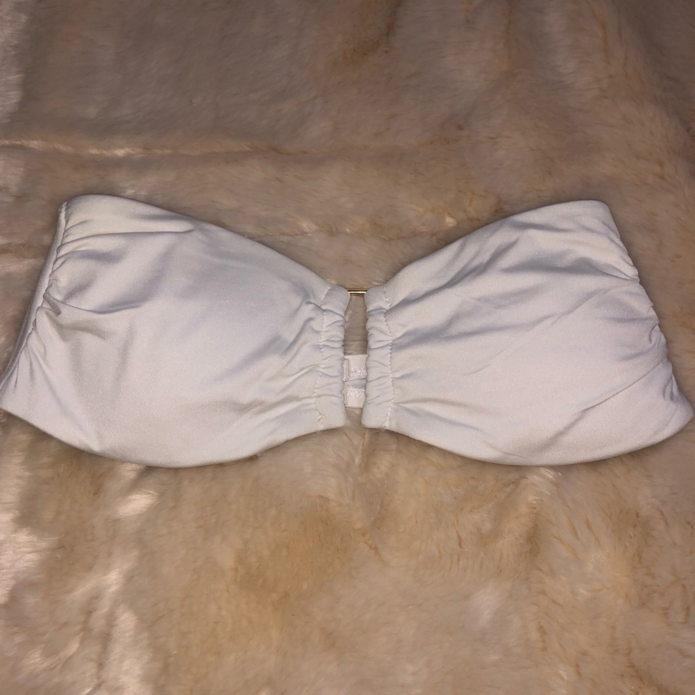 White Trimmed Gold Rim Bikini Top
